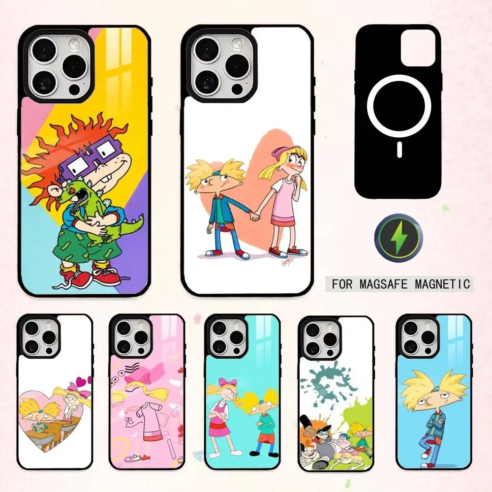 

1PC Cute H-Hey A-Arnolds Phone Case For iPhone17,16,15,14,13,12,11 Plus,Pro Max Magnetic For Magsafe Wireless Charging