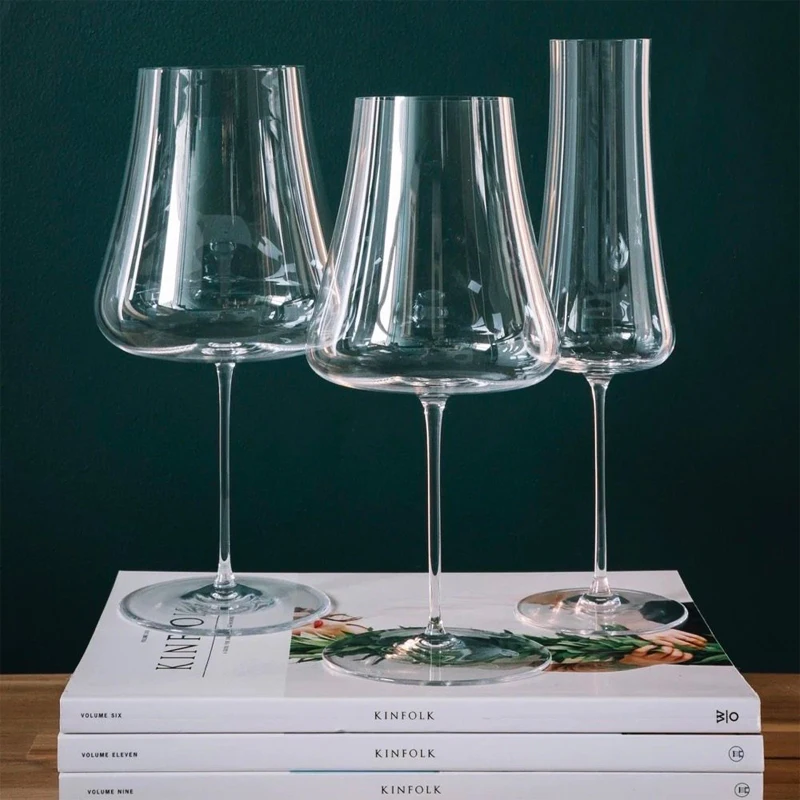 JINYOUJIA 1000ml Large Capacity Volcano Burgundy Wine Glass Handmade Ultra Thin Crystal Glass Premium Quality Nude Style Goblet