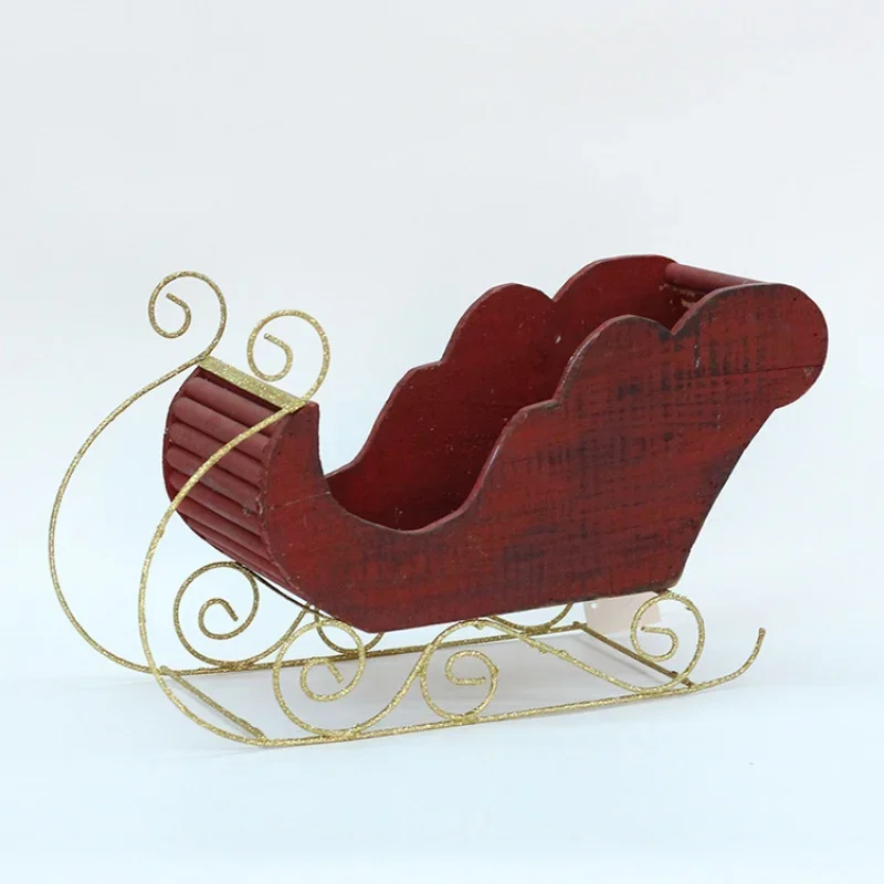 Retro Wood Christmas Snow Car Decorations, Creative Props, Creative Festival Scene, Mini Sleigh Crafts, Outdoor