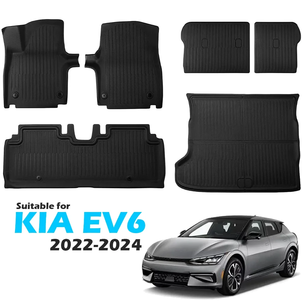 BECalculator-Tapis de sol XPE personnalisé pour KIA EV6, doublure de cargaison, coussin de dossier arrière, imperméable, antidérapant, tous temps, polymères de coffre, 2022, 2023, 2024