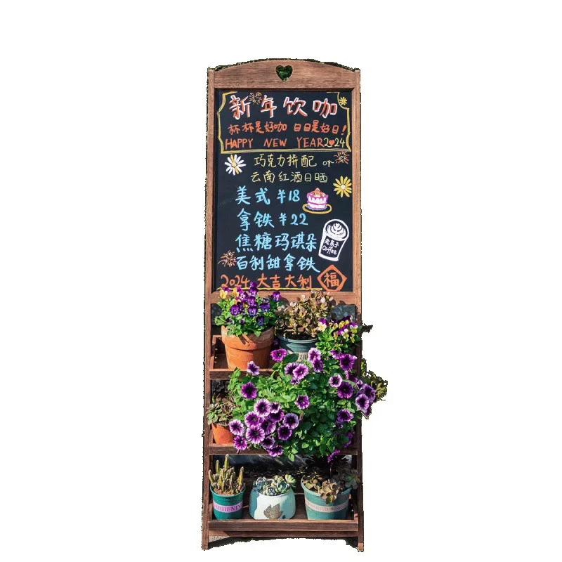 

Retro vertical small blackboard bracket commercial store handwritten billboard erasable door display board street stall