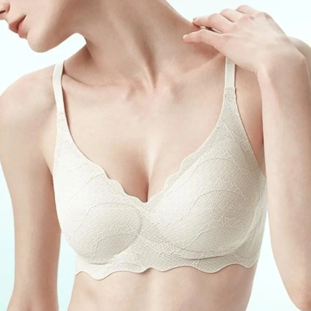 

Lace Seamless Bras Small Chest Gathered Adjustable Top Lightweight Comfortable Breathable Elegant Stylish