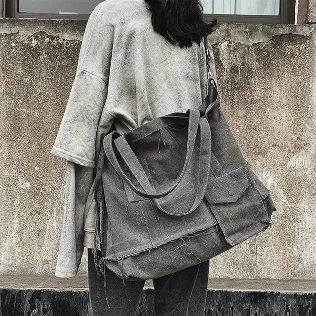 2020 nowa torba płócienna pojedyncza torebka z litego torby z zamkiem na ramię w stylu Vintage o dużej pojemności z wiadomością Unisex szkolne torby na zakupy