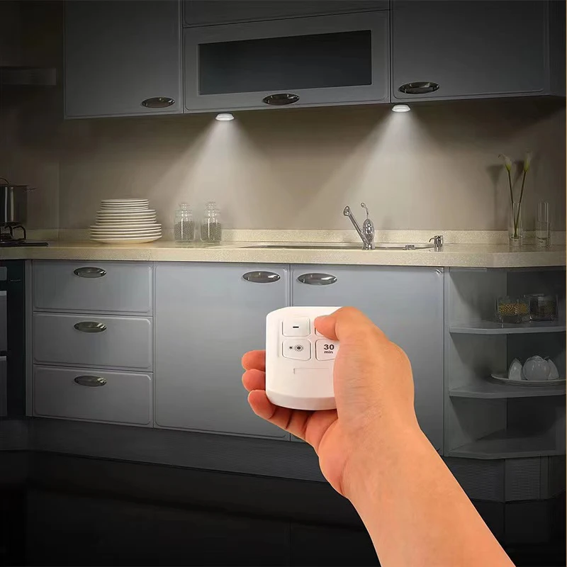 Remote Control Small Night Light Creative Cabinet Decoration Spot Light LED Pat Light Wireless Bedside Corridor Induction Light