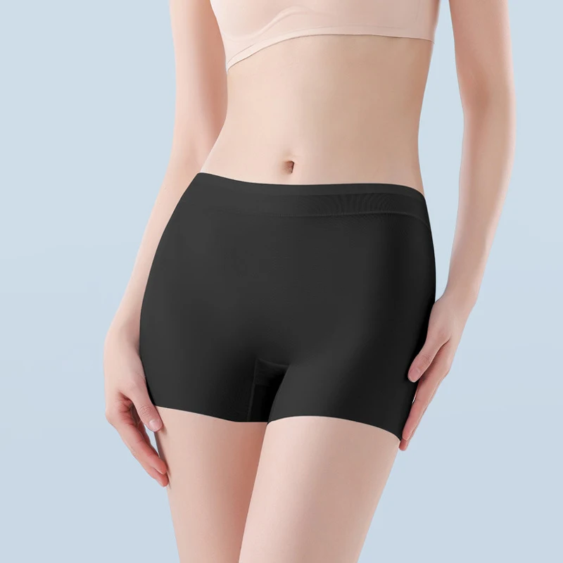 Women\'s Summer Panties Ice Silk Underwear Lingerie Large Size Thin Boyshorts Female Seamless Under The Skirt Safety Short Pants