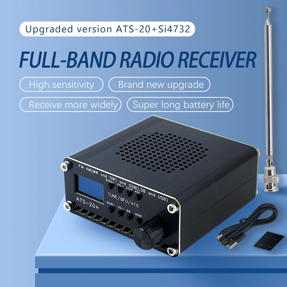 

Upgraded ATS-20+Si4732 Full Band Radio Receiver DSP SDR FM Receiver AM (MW Y SW) y SSB (LSB y USB)