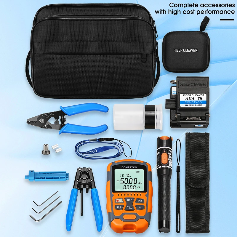 Imagem -06 - Kit de Ferramentas de Fibra Óptica com Aua7s Fiber Cleaver em Medidor de Energia Óptica Localizador Visual50+ 26dbm-70+ 10dbm 10mw