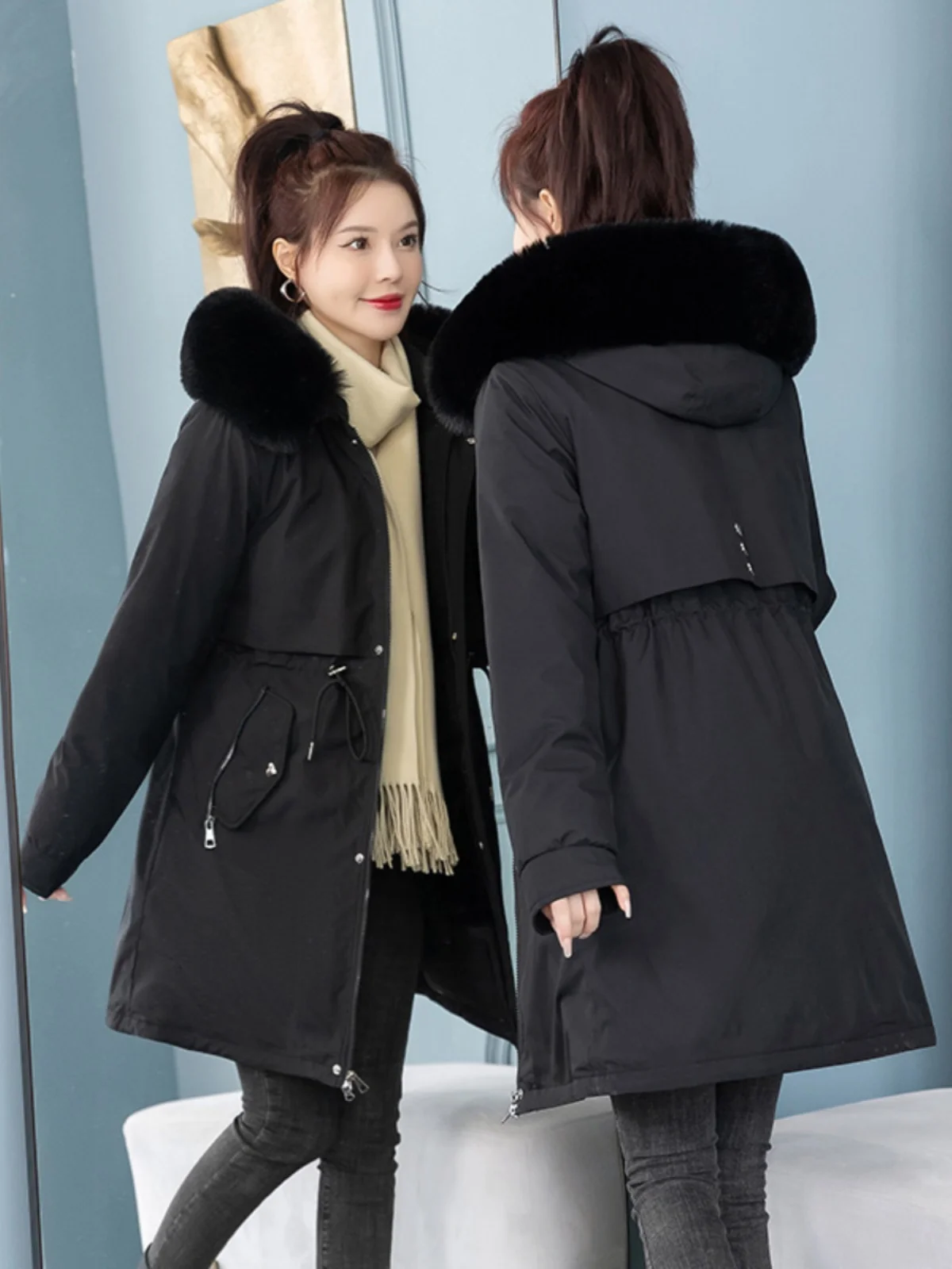 

Parkas Woman Bubble Womens Autumn Knot Coating High-Grade Bodycon Pleated Quilted Cotton-Padded Fashion Fancy Feminine Fluff Hot