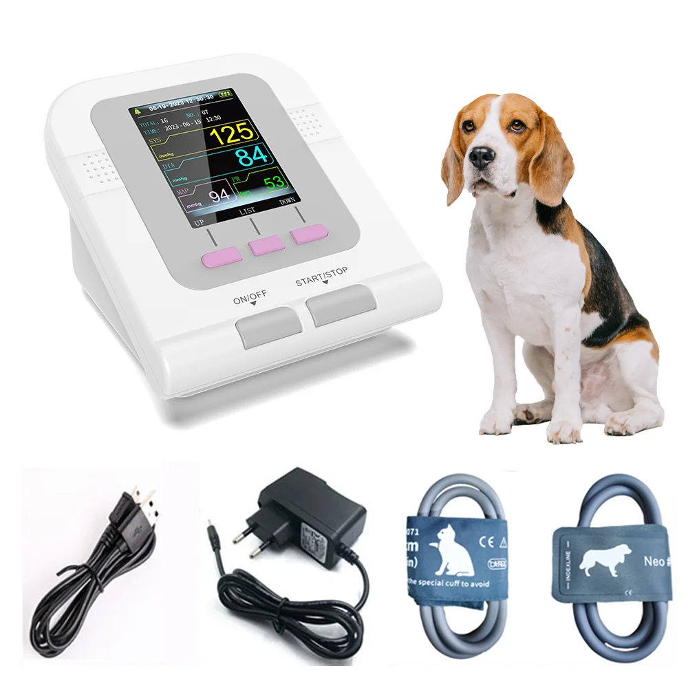 Cat Dog Sphygmomanometer Digital Veterinary NIBP Blood Pressure Monitor, Oximeter Probe Animal Circuference Cuff CONTEC08A-VET