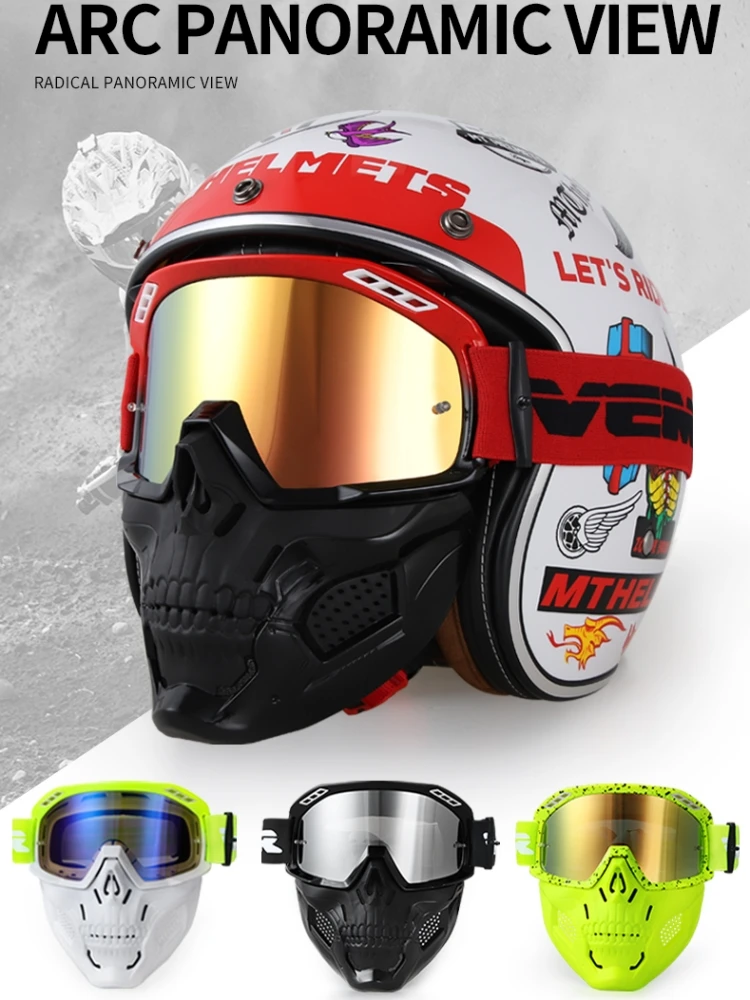 VEMAR Detachable Motorcycle Helmet Goggles Windproof Dustproof UV Protection Face Mask Cycling Riding Glasses Goggles Men
