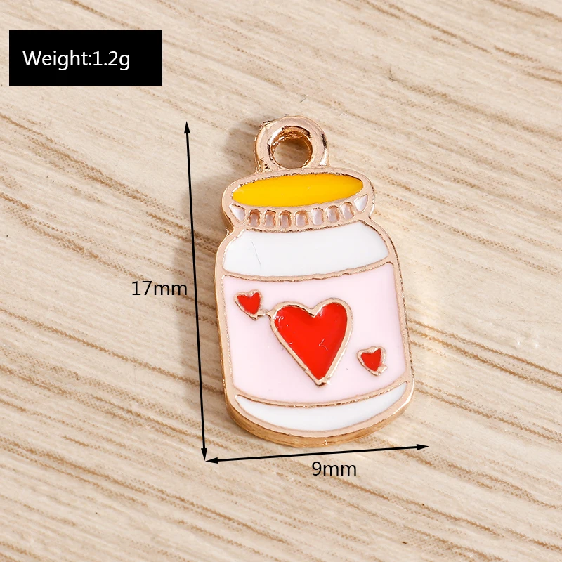 10pcs 9x17mm Enamel Love Heart Summer Drink Charms for Jewelry Making Earrings Pendants Necklaces DIY Bracelets Crafts Supplies