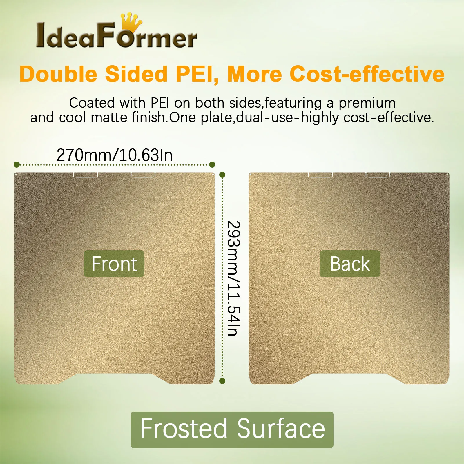 For Creality K2 3D Printer Build Plate 270x293mm Double-Sided PEI Powder Coated Spring Steel Heat Bed Sheet for K2 Hotbed Part