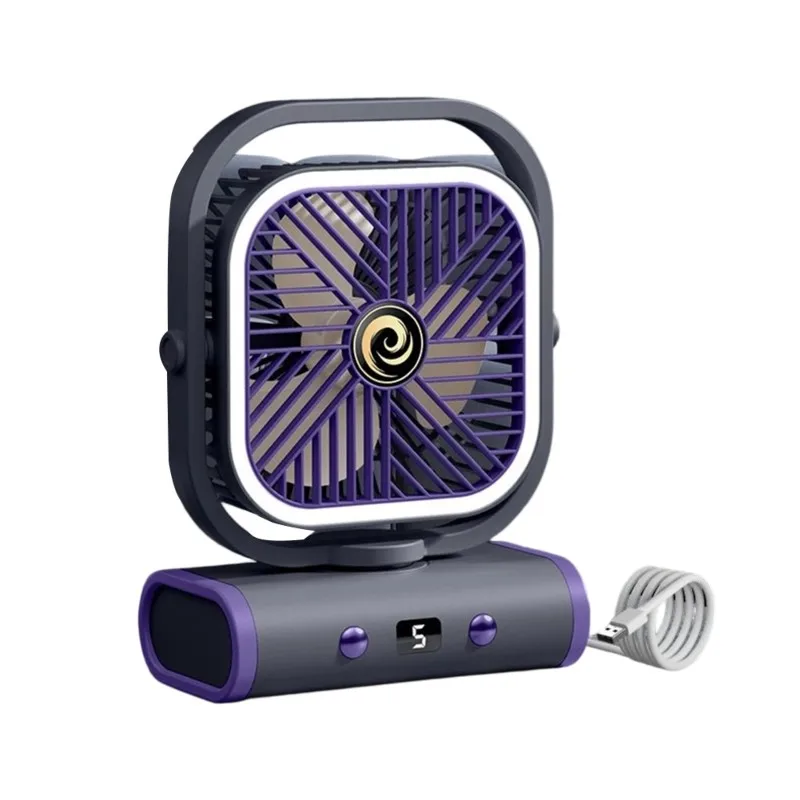 a21f-静音ミニusb充電式デスクファン-ナイトライト付き-壁掛け可能、5段階速度調整、2406x180x964mm