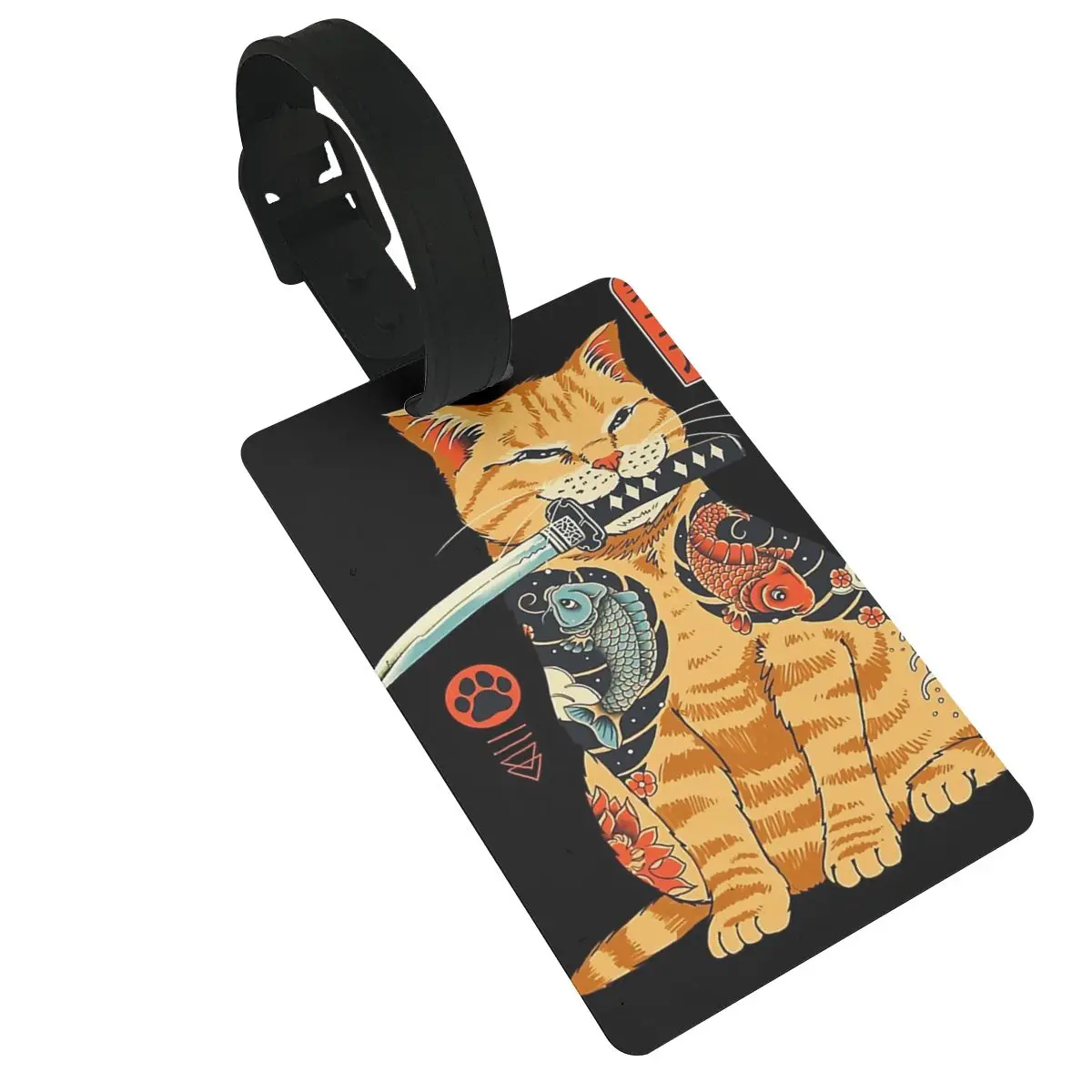 Catana Cats Retro Samurai Yakuza Holder Luggage Tags Suitcase Fashion Baggage Boarding Tag Portable Label Holder ID Name Address