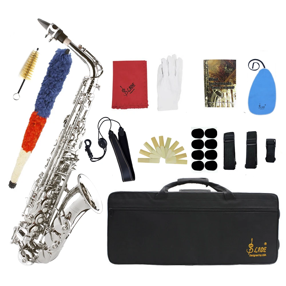 

SLADE Eb E Flat Alto Saxophone Brass Sax Saxofone Woodwind Instrument With Case Reeds Mouthpiece Gloves Parts & Accessories