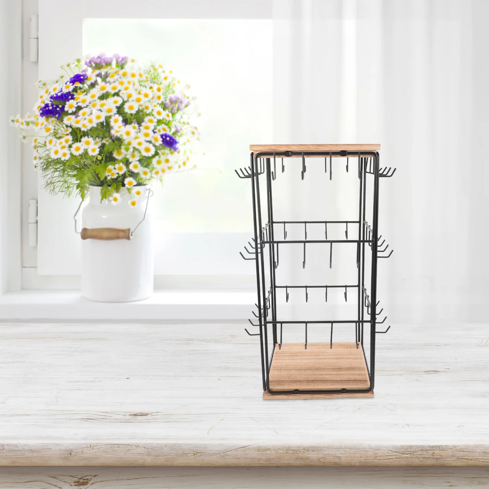 

Jewelry Display for Selling Rotating Earring Stand Wooden Holder for Studs and Hoops Multifunctional Accessory Organizer Retail