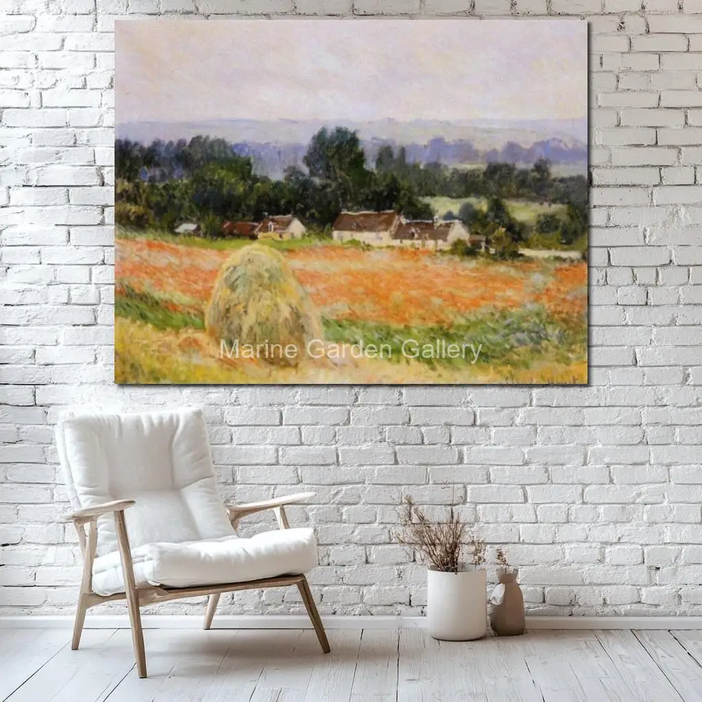Abstract Canvas Masterpiece Handmade Claude Monet Painting Romantic Haystack Paintings for Restaurant Hallway Wall Decor
