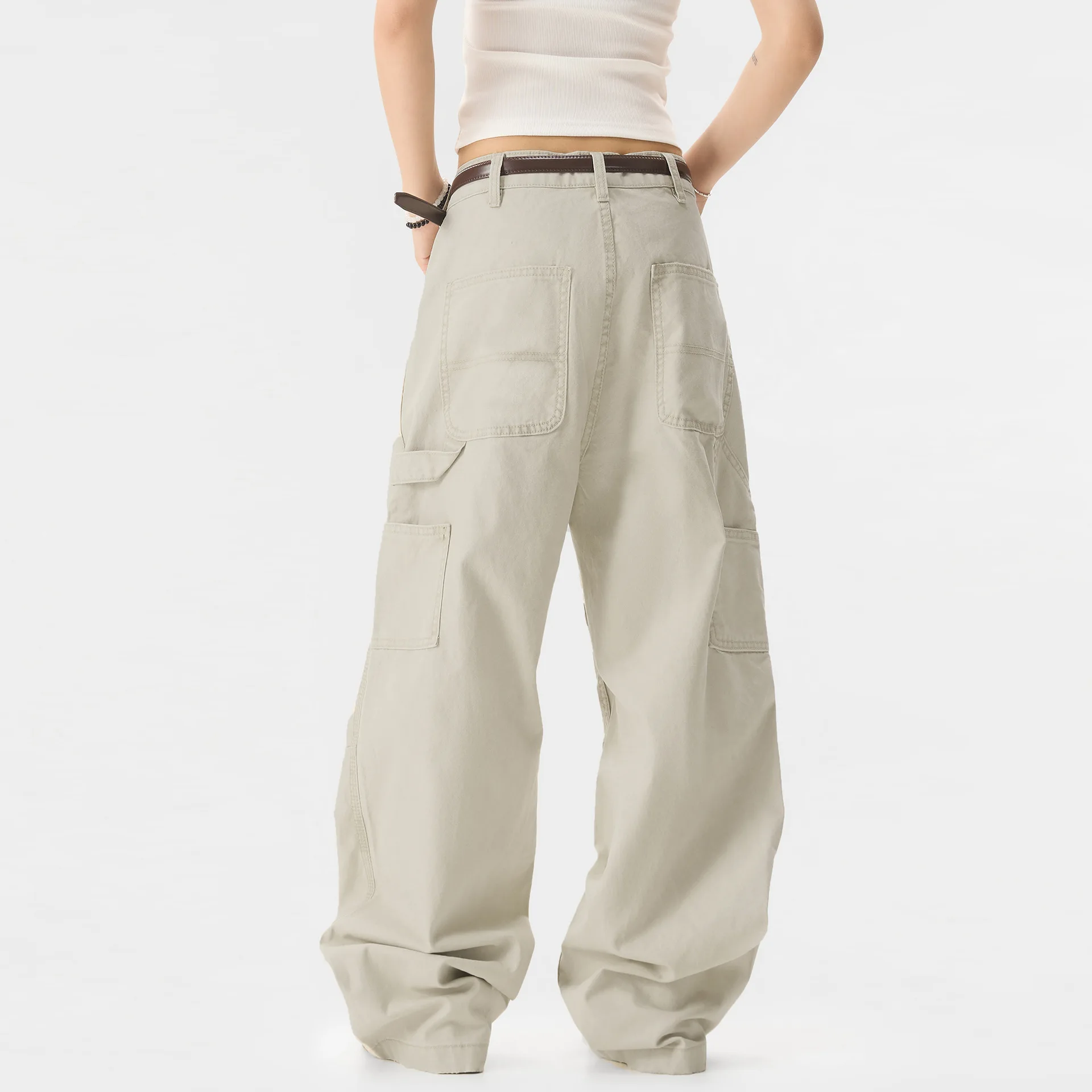 OR FL American Retro Fold Multiple Pockets 100 Cotton Women Cargo Trousers Streetwear Brands Aging Slacks Staraight Y2k Pants