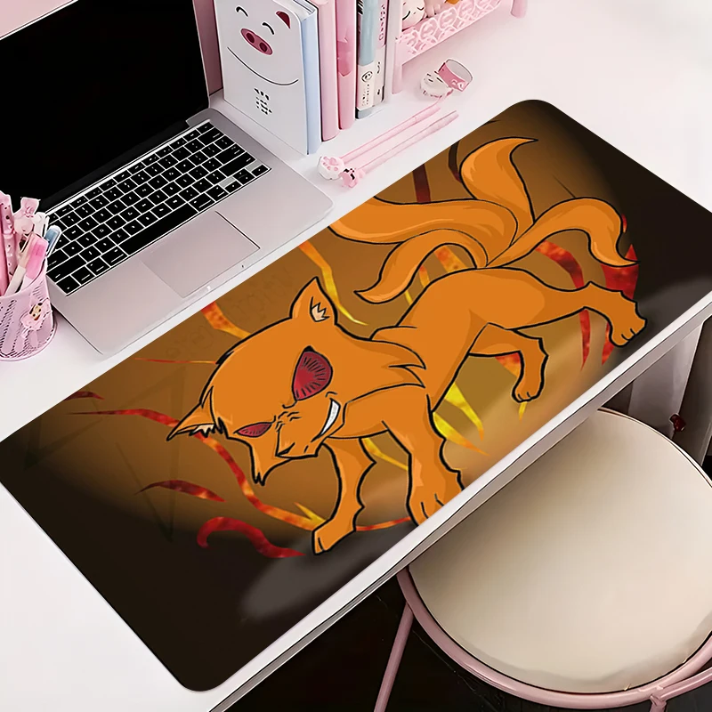 Large Gaming Mousepads Fox Demon Little Red Maiden Computer Soft Mousepad 90x40 Desk Pads For Keyboard Mats Non-slip Table Rug