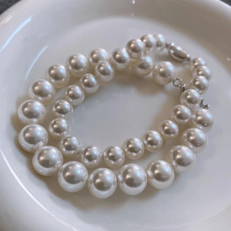 s925 sterling silver ingot clasp -quality high-luster bracelet, light luxury natural Australian mother-of-pearl, popul