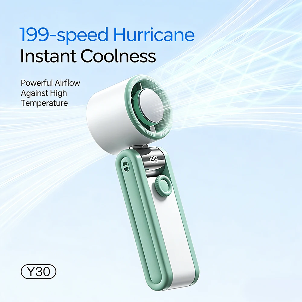 New Three-fold Refrigeration Handheld Mini Fan 199 Speed Turbo Outdoor Fan Plug-in Neck Ice Refrigeration Portable Small Fan image 2