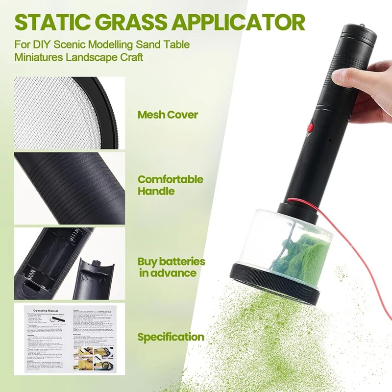 مجموعة أدوات توزيع العشب الثابتة الصغيرة مع مقبض مضاد للانزلاق و4 × 60 جرام من ألوان العشب، نموذج ذاتي الصنع للمناظر الطبيعية للقطار - A69M