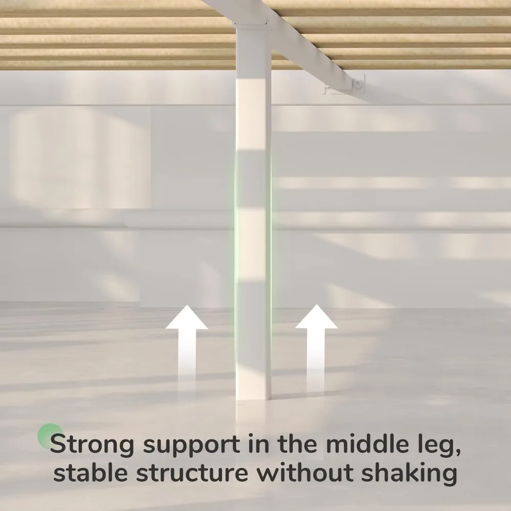 Struttura letto con piattaforma in metallo: dimensioni queen, supporto a doghe in legno, resistente, senza bisogno di molle, facile montaggio