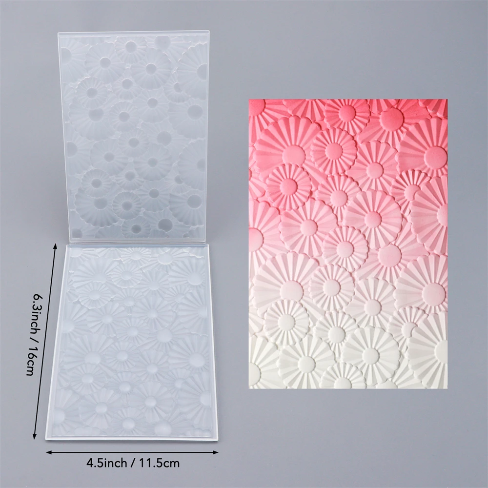 

Rosette Burst 3D Embossing Folder Texture Pattern Background DIY Scrapbook Decorative Cardboard Crafts Project Making
