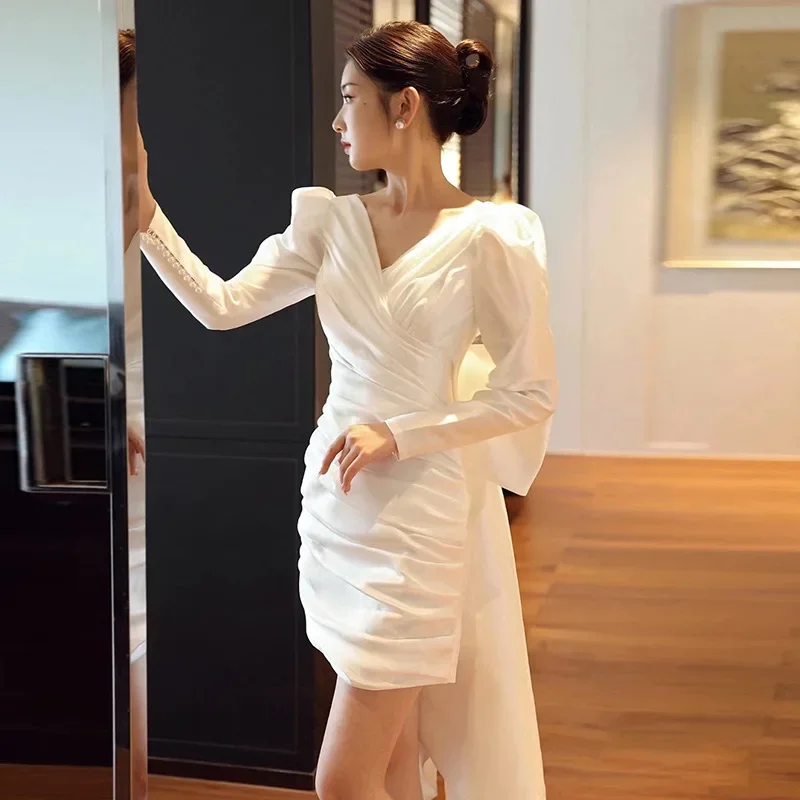 Light 398 wedding dress 2024 new simple white dress for women