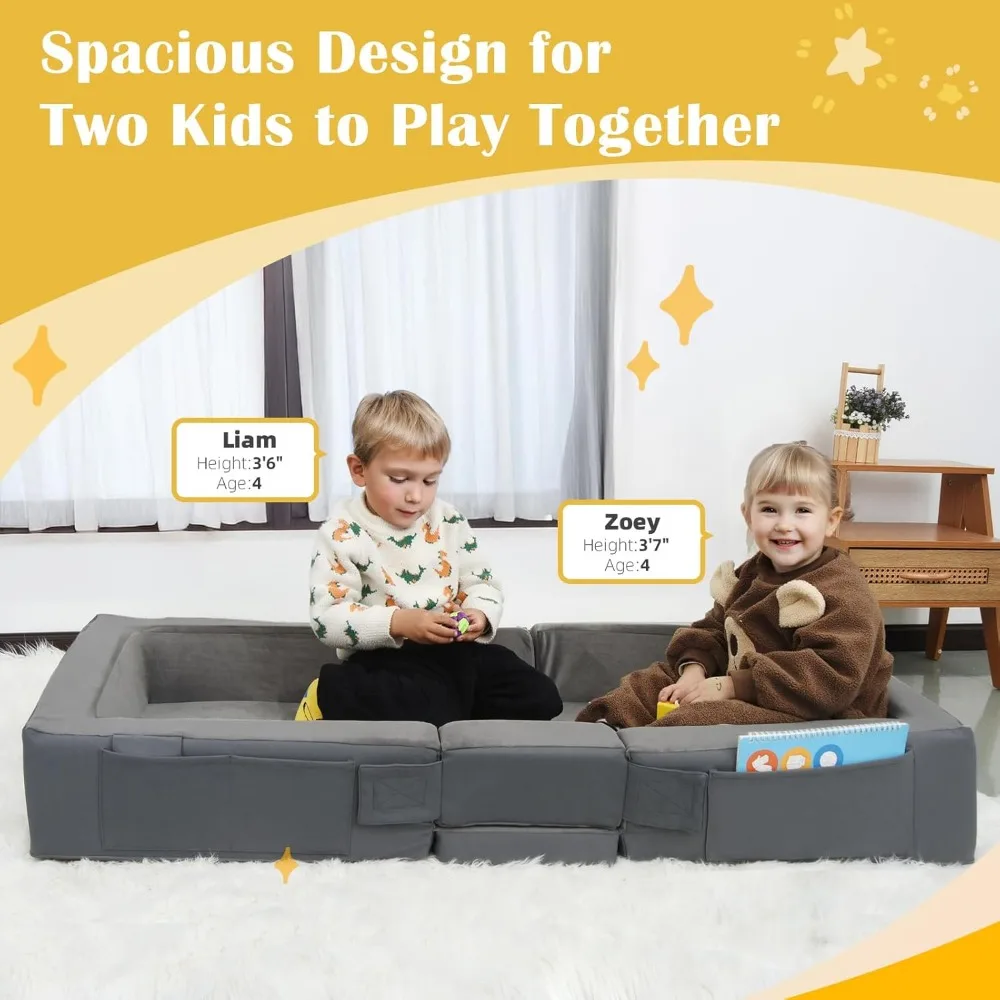 سرير سفر للأطفال من ENITYA - سرير محمول قابل للطي من الإسفنج الناعم للأطفال بعمر 18 شهرًا - 4 سنوات، بدون تجميع، غطاء قابل للغسل، أمان مدمج