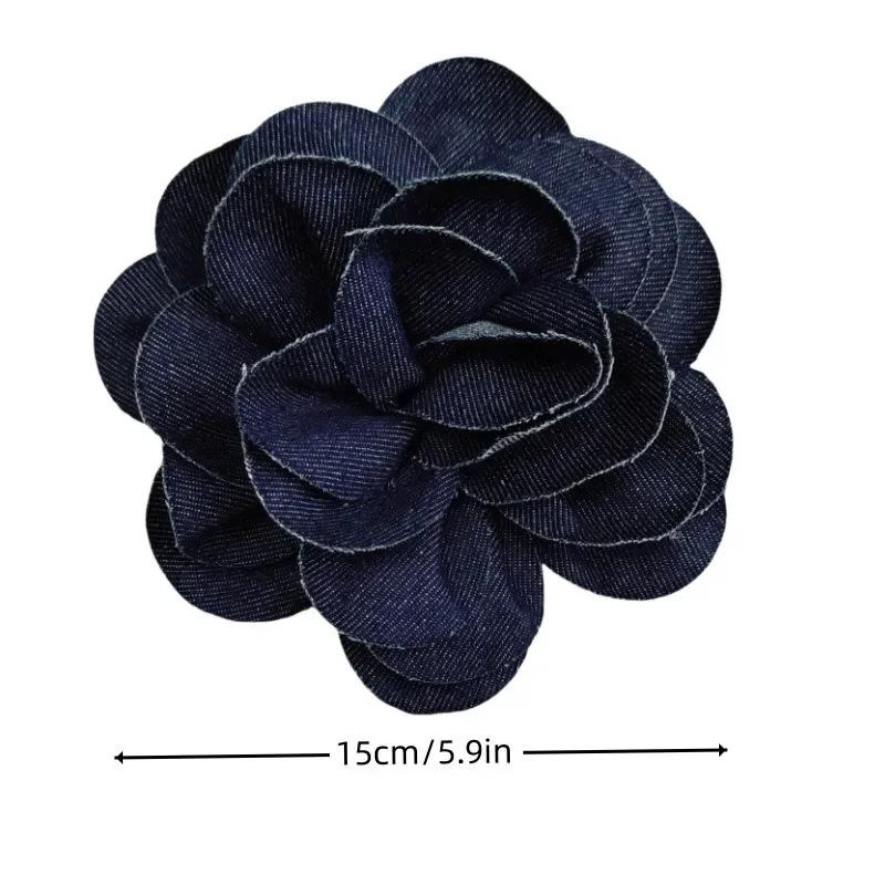 Broche à fleurs en Denim en tissu fait à la main pour femmes, broches de luxe à la mode, Corsage, Badge de fête de mariage, accessoires pour vêtements, décoration