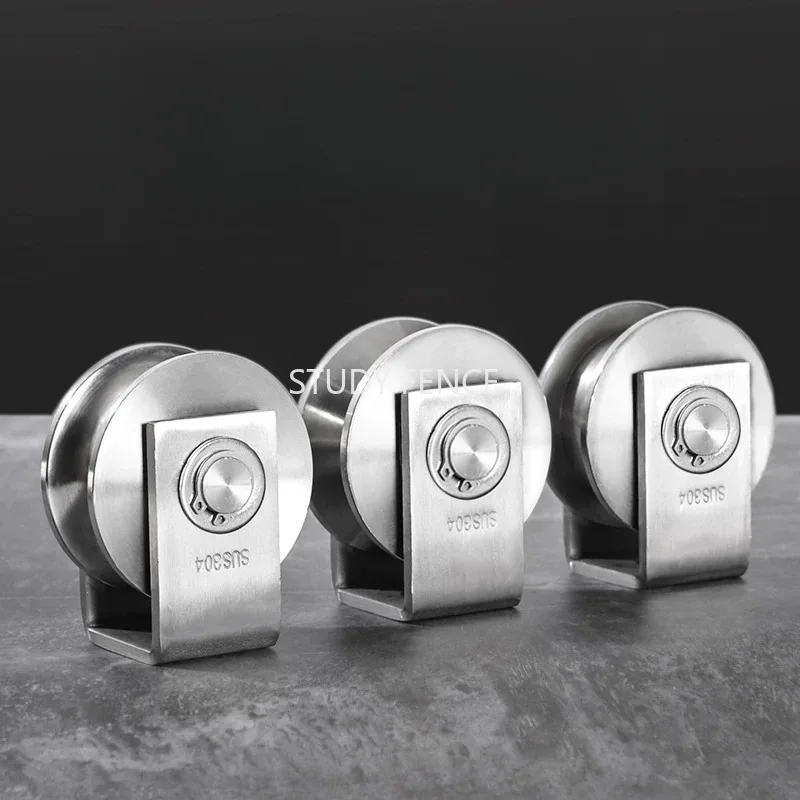 1pc Stainless Steel Bearing Pulley, H/U/V Groove Load-bearing Wheel, Wire Rope Pulley, Track Wheels, Hardware Accessories