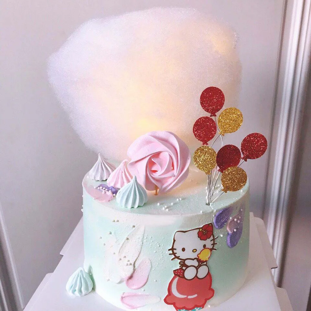 Adornos para tarta de nube, decoraciones luminosas blancas para fiesta de cumpleaños, pastel de magdalenas, banquetes temáticos oscuros ecológicos, 2 uds.