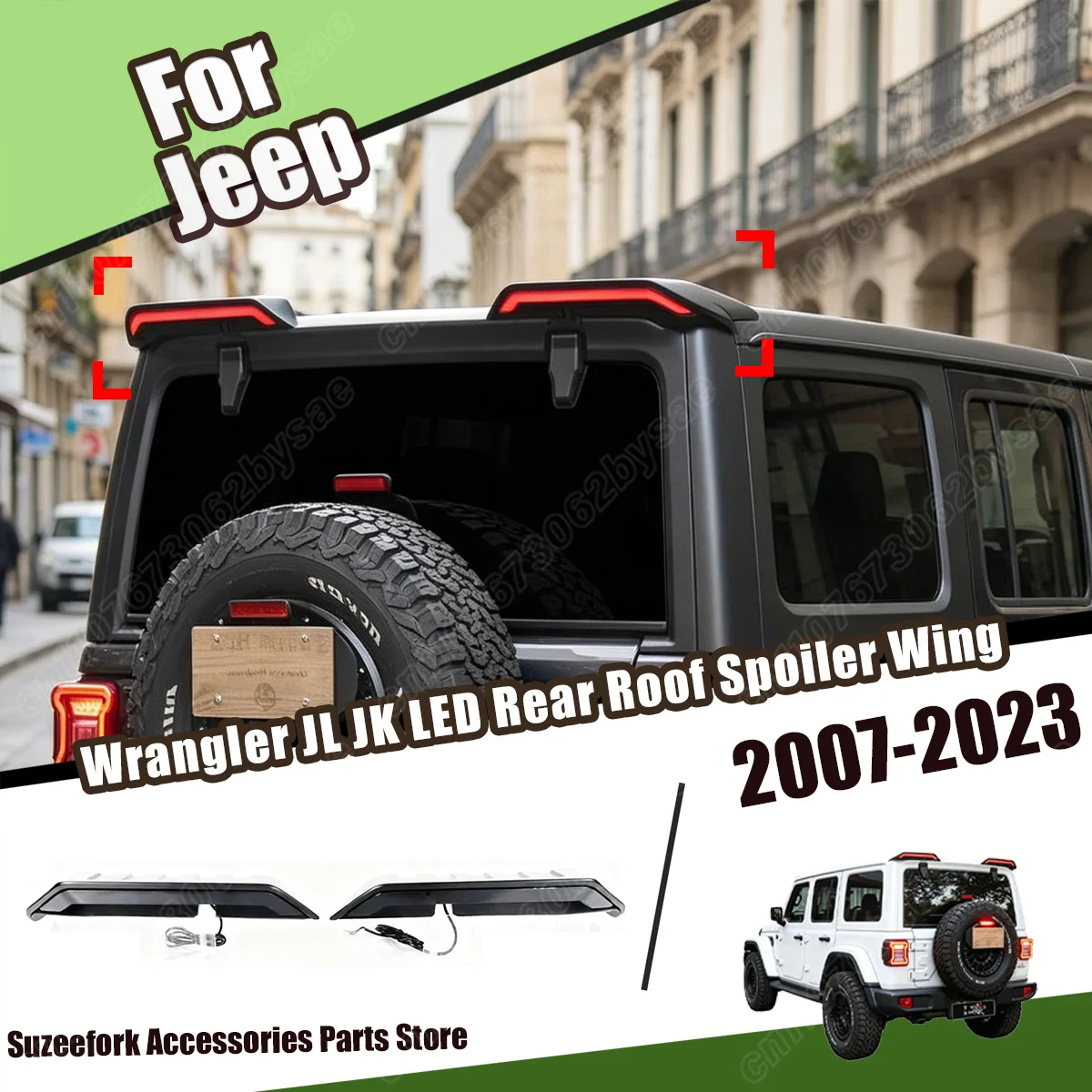 For Jeep Wrangler JL JK 2007 2008 2009 2010 2011 2012 2013 2014 2015 2016 2017 2018 2019 2020 2021 2022 2023 Car Rear Roof Wing
