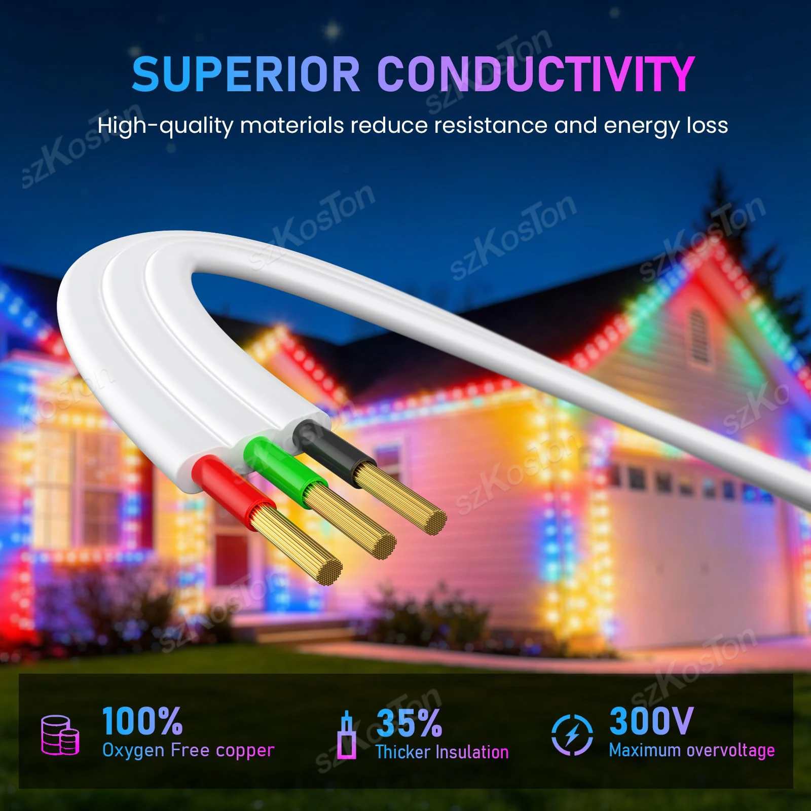 Connettore a forma di Y per luci esterne Govee Distributore cavo di prolunga impermeabile IP68 per cavo Govee a 3 pin 22AWG