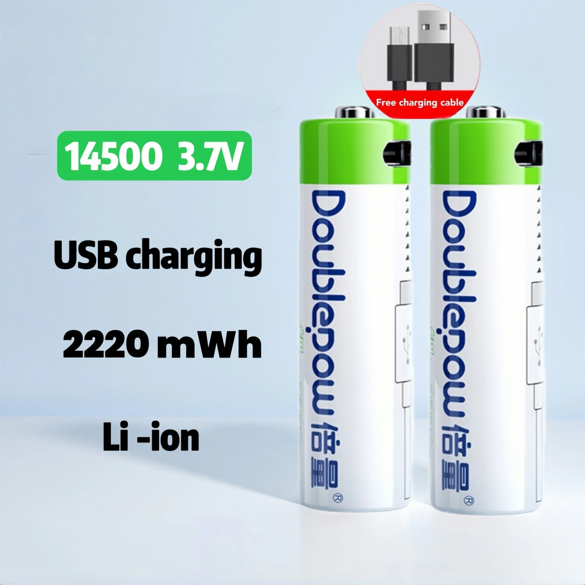 

14500 battery 3.7V USB rechargeable lithium battery 2220mWh Type C for Flashlight Shaver Vacuum cleaner Microphone Sweeping