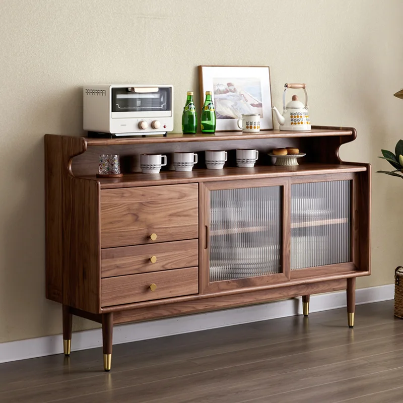 black walnut dining side cabinet solid wood Japanese wine cabinet tea cabinet modern simple locker cherry wood cupboard