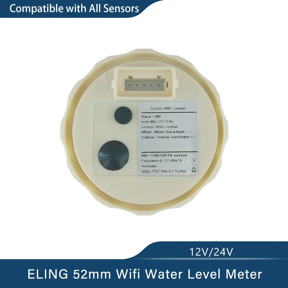 ELING 52mm WiFi Water Level Gauge Programmable Meter Compatible with All Types and Ranges Ohm Signal Sensor DC 9-32V Waterproof
