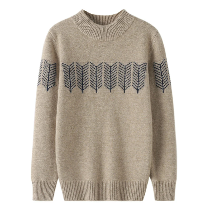 

Children's Winter Warm Thick Sweater Men's and Girls' Fashion Long Sleeve Half High Collar 100% Pure Wool Knitted wool sweater