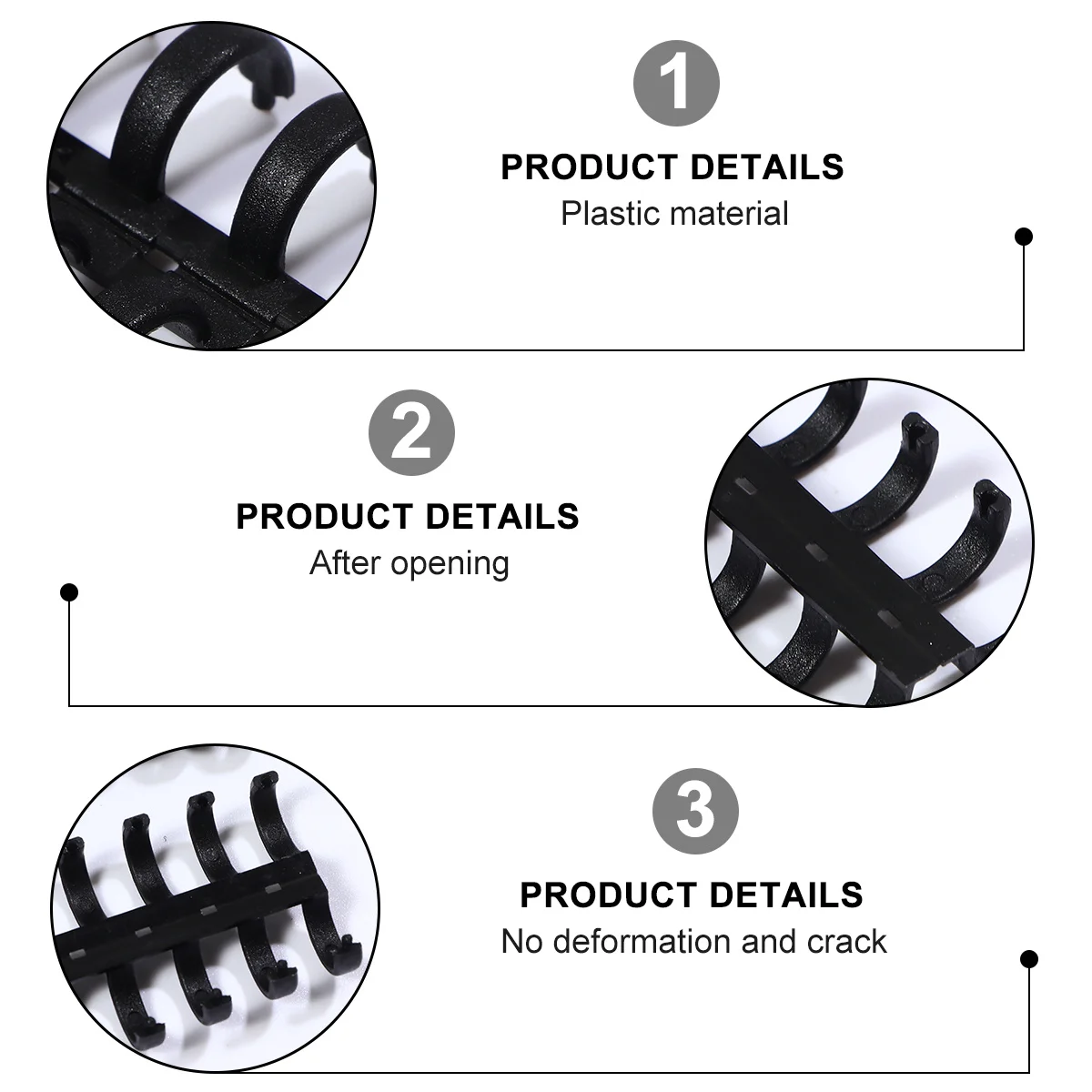 10Pcs Professional 10-Hole Black Plastic Spiral Binding Rings Reusable Comb Spines for A4 Documents Notebooks DIY Office Tools