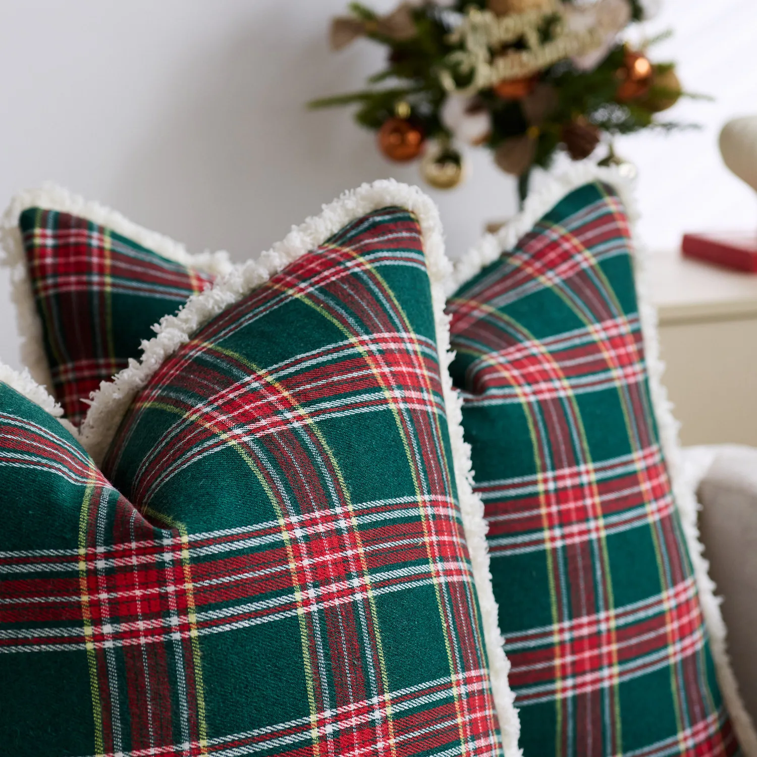 New Christmas Checkered Pillow Cover Checkered Fabric Sofa Pillowcase Home Sofa Cushion Matte Material