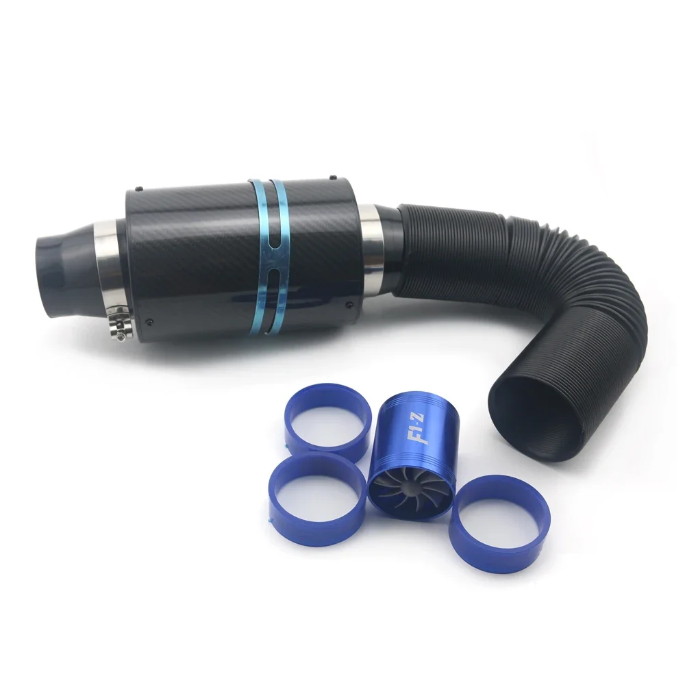 Air Intake With Fan Universal Racing Carbon Fiber Cold Feed Induction Kit Air Intake Kit Air Filter Box / Or Without Fan