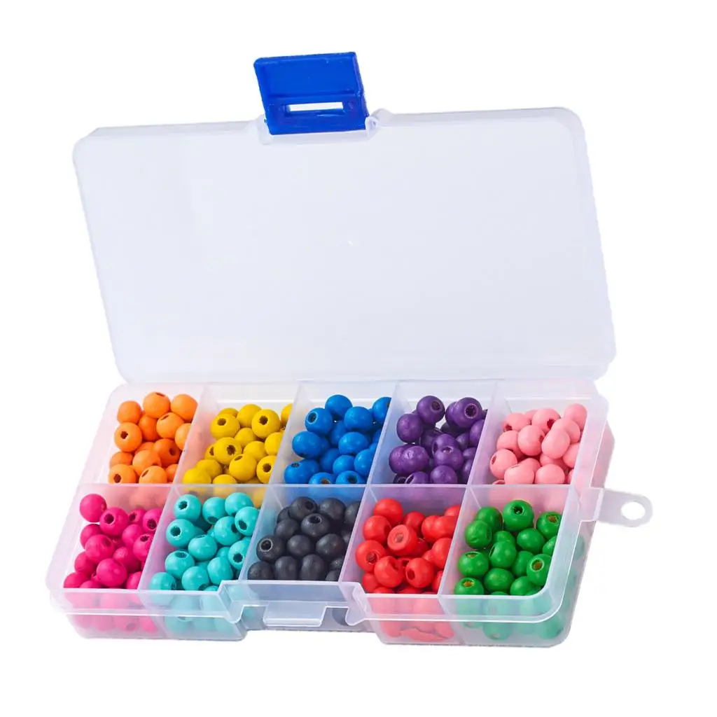 Various Brightly Painted Round Wooden Beads for Jewelry Making in Bulk