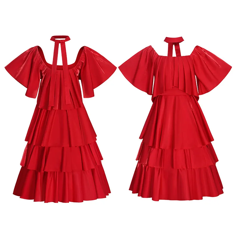 Red Frieren Costume Dress Anime Frieren Beyond Journey's End Cosplay Wig Outfit Set Halloween Party Charistmas for Women Girl