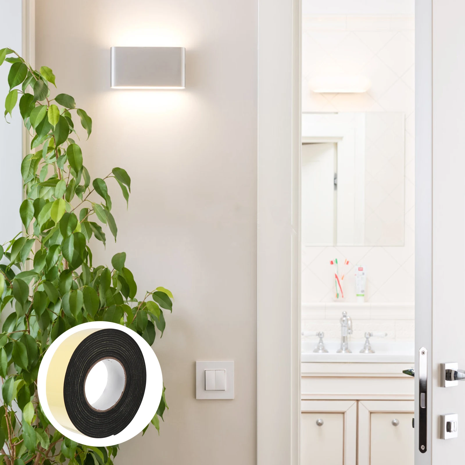 4 قطعة 4 لفات الأسود إيفا الإسفنج شريط عزل يندبروف مقاوم للماء عازلة للصوت لاصق للمنزل نافذة الباب شريط عازل الشريط #5