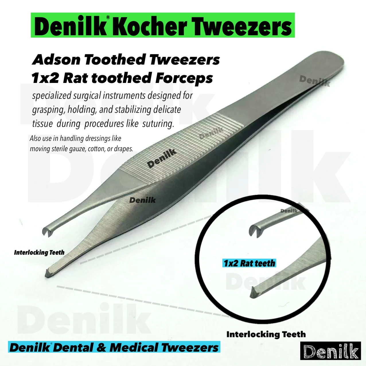 Premium Precision Tools Dental Tweezers Hemostatic Adson Forceps for Rhinoplasty Oculo Cartilage Surgery