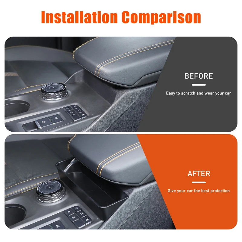 لفورد رينجر 2023-2025 + ABS أسود تصفيف السيارة التحكم المركزي Armbar صندوق تخزين أمامي اكسسوارات السيارات الداخلية