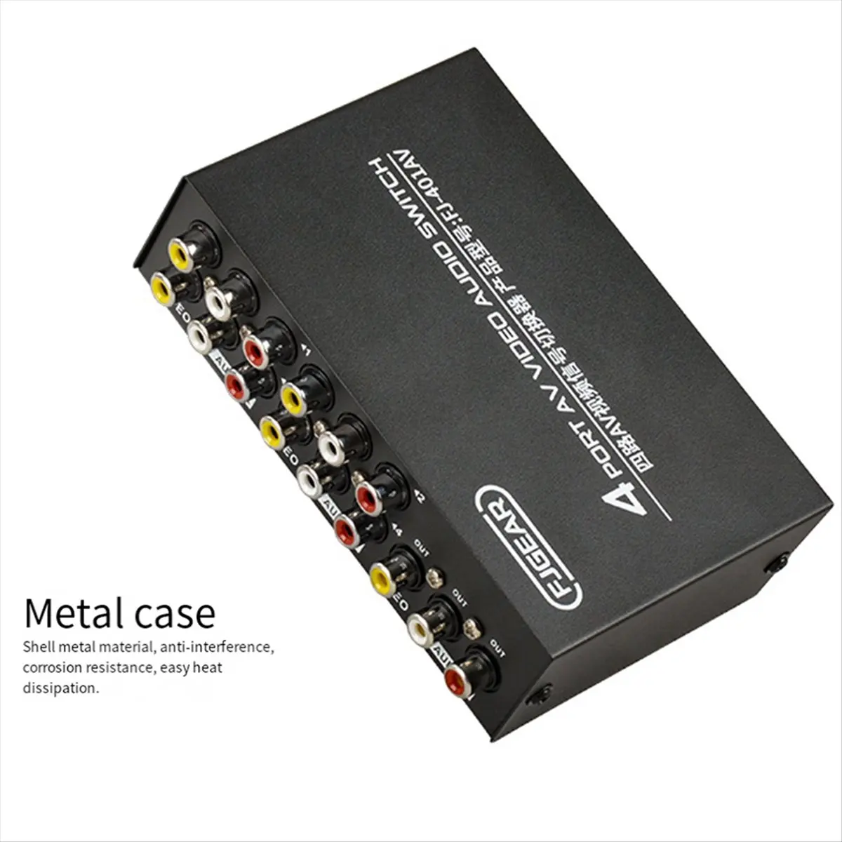DTC5  AV Switcher 4 Into 1 Out Av Head Interface Audio and Video Switcher Multi-Function 4-Way AV Switcher