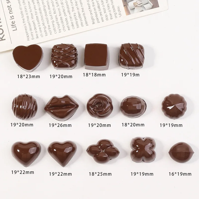 10pcs Mini Simulation Chocolate Resin Model Fake Food DIY Resin Miniature Craft Dollhouse Keychain Pendant Supplies Home Decor