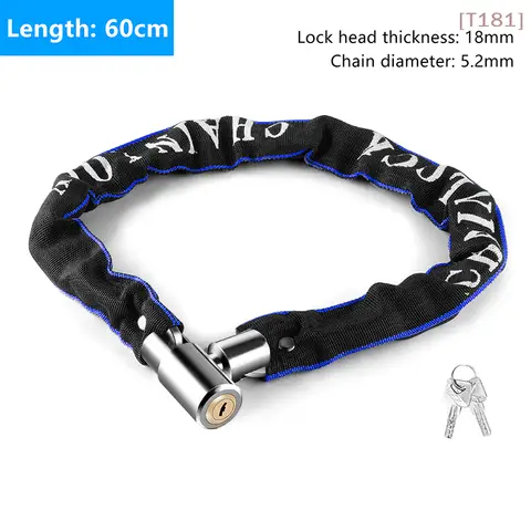 [E] Bike Chain Lock Bicycle Heavy Duty Safety Lock 60CM Metal Anti-theft Mountain Bike Road Motorcycle Scooter Padlock With Key
